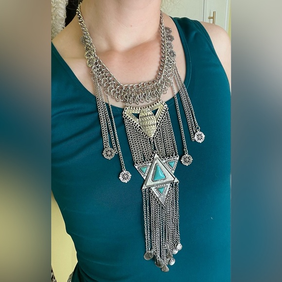 Jewelry - Silver and Turquoise Statement Necklace